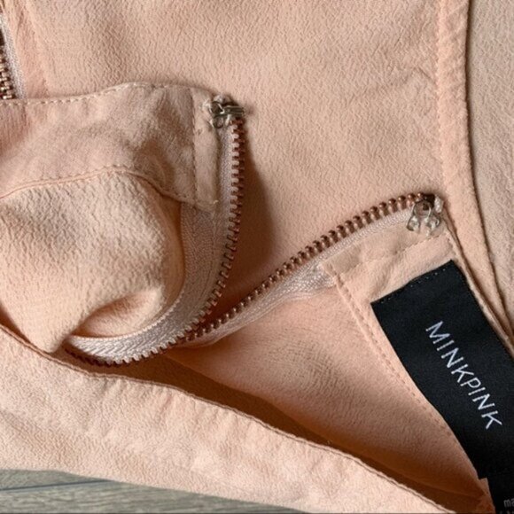 Mink Pink Tank Top Blouse Cropped Mock Neck Crepe Half Zip Pink Size Medium - Picture 7 of 14